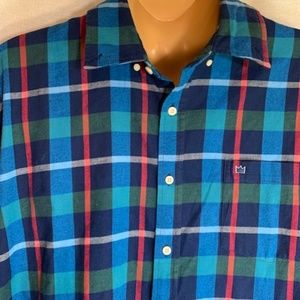 Crown & Ivy mens button-up blue plaid shirt